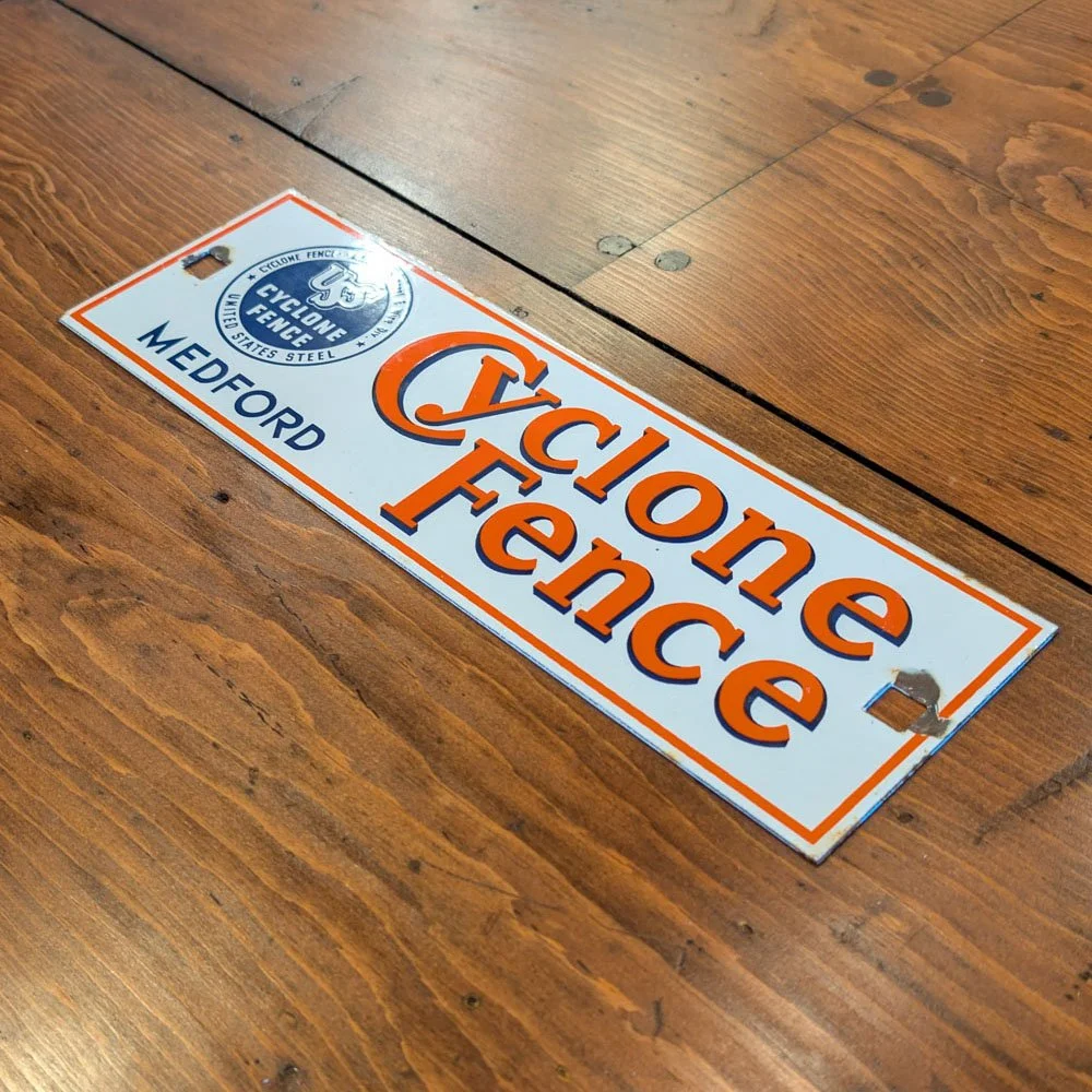 1980年代?ヴィンテージ Kaplan’s French County 看板 Cyclone Fence Sign — Aurora Mills